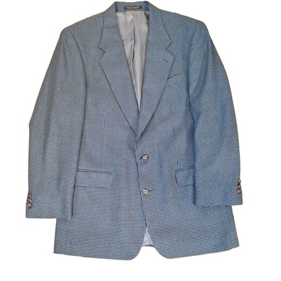 Vintage 90s Oversized Houndstooth Check Blazer Sport Coat Men Size 41 Silk Blnd - Picture 7 of 8